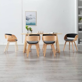 Dining chairs 6 units wood and black synthetic leather by vidaXL, dining chairs - Ref: Foro24-278867, Price: 929,51 €, Discou...