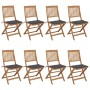 Folding garden chairs 8 pcs solid acacia wood and cushions by vidaXL, Garden chairs - Ref: Foro24-3075021, Price: 419,76 €, D...