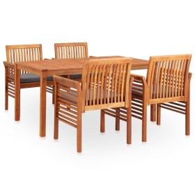 Garden dining set 5 pieces and solid acacia wood cushions by vidaXL, Garden sets - Ref: Foro24-278903, Price: 577,99 €, Disco...