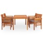 Set comedor de jardín 5 pzas y cojines madera maciza de acacia de vidaXL, Conjuntos de jardín - Ref: Foro24-278903, Precio: 5...