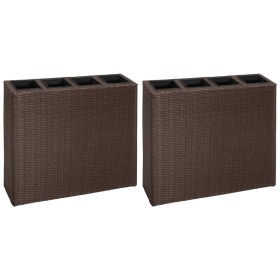 Tall planter with 4 pots, 2 units, brown synthetic rattan. by vidaXL, Pots and planters - Ref: Foro24-279083, Price: 205,48 €...