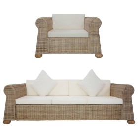 2-teilige Sofagarnitur mit Kissen aus natürlichem Rattan von vidaXL, Sofas - Ref: Foro24-278604, Preis: 1,00 €, Rabatt: %