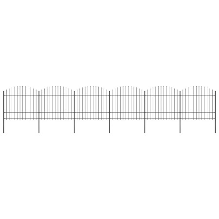 Garden fence with black steel spearhead (1.5-1.75)x10.2m by vidaXL, fence panels - Ref: Foro24-277744, Price: 506,22 €, Disco...