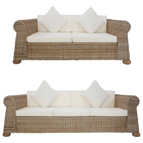 2-Piece Sofa Set with Natural Rattan Cushions by vidaXL, Sofas - Ref: Foro24-278602, Price: 1,00 €, Discount: %