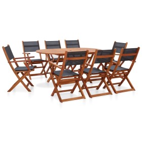 Juego de comedor de jardín 9 pzas madera eucalipto y textilene de vidaXL, Conjuntos de jardín - Ref: Foro24-278914, Precio: 6...