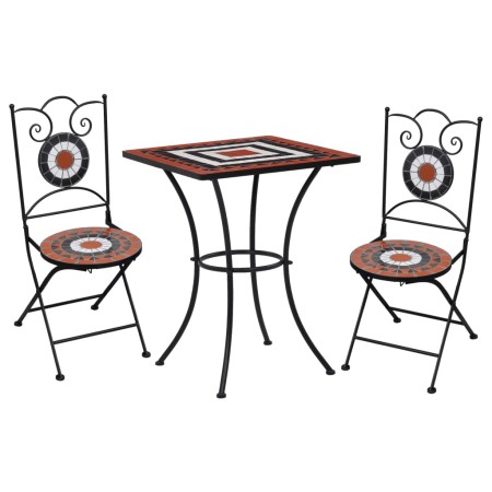 Bistro table and chairs 3-piece set with terracotta and white ceramic mosaic. by vidaXL, Garden sets - Ref: Foro24-279415, Pr...