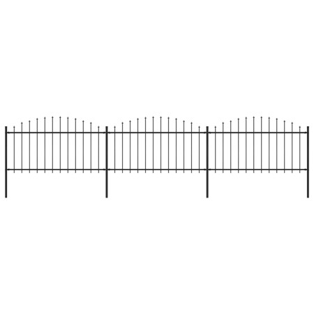 Garden fence with black steel spearheads (1.25-1.5)x5.1m by vidaXL, fence panels - Ref: Foro24-277732, Price: 228,24 €, Disco...