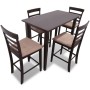 Bar table and 4 brown wooden bar stools by vidaXL, Furniture sets for kitchens and dining rooms - Ref: Foro24-271833, Price: ...