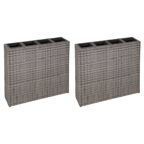 Tall planter with 4 pots 2 pcs gray synthetic rattan by vidaXL, Pots and planters - Ref: Foro24-279080, Price: 292,19 €, Disc...