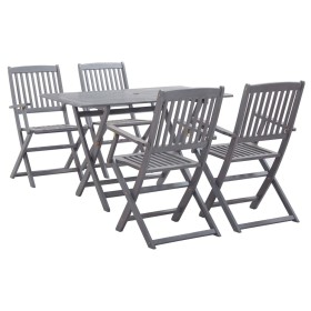 5-piece solid acacia wood garden dining set in gray by vidaXL, Garden sets - Ref: Foro24-278921, Price: 303,92 €, Discount: %