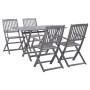 5-piece solid acacia wood garden dining set in gray by vidaXL, Garden sets - Ref: Foro24-278921, Price: 304,99 €, Discount: %