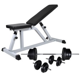 Weight bench with weights and dumbbells 60.5 kg by vidaXL, Weight lifting machines - Ref: Foro24-275346, Price: 244,75 €, Dis...