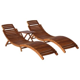 Set of sun loungers with table 3 pieces solid acacia wood by vidaXL, Loungers - Ref: Foro24-279160, Price: 292,99 €, Discount: %