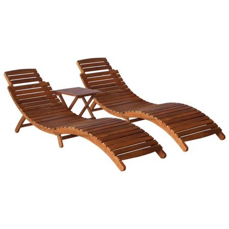 Set of sun loungers with table 3 pieces solid acacia wood by vidaXL, Loungers - Ref: Foro24-279160, Price: 308,45 €, Discount: %