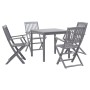 Garden dining set 5 pieces solid gray acacia wood by vidaXL, Garden sets - Ref: Foro24-278925, Price: 296,93 €, Discount: %