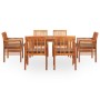 Set comedor de jardín 7 pzas y cojines madera maciza de acacia de vidaXL, Conjuntos de jardín - Ref: Foro24-278904, Precio: 1...