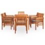 Set comedor de jardín 7 pzas y cojines madera maciza de acacia de vidaXL, Conjuntos de jardín - Ref: Foro24-278904, Precio: 1...