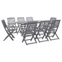 Garden dining set 9 pieces solid gray acacia wood by vidaXL, Garden sets - Ref: Foro24-278924, Price: 481,99 €, Discount: %