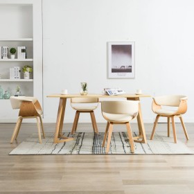 Dining chairs 4 pcs curved wood and cream synthetic leather by vidaXL, dining chairs - Ref: Foro24-278731, Price: 679,99 €, D...