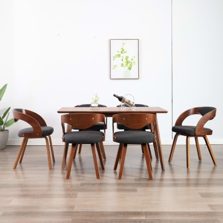 Dining chairs 6 units curved wood and dark gray fabric by vidaXL, dining chairs - Ref: Foro24-278843, Price: 751,45 €, Discou...