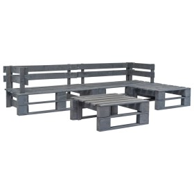 Set de muebles de palés para jardín 4 piezas madera gris de vidaXL, Conjuntos de jardín - Ref: Foro24-276316, Precio: 205,99 ...