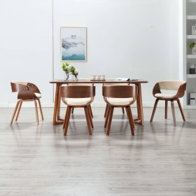 Dining chairs 6 pcs curved wood and cream synthetic leather by vidaXL, dining chairs - Ref: Foro24-278858, Price: 854,37 €, D...