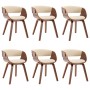 Dining chairs 6 pcs curved wood and cream synthetic leather by vidaXL, dining chairs - Ref: Foro24-278858, Price: 854,37 €, D...