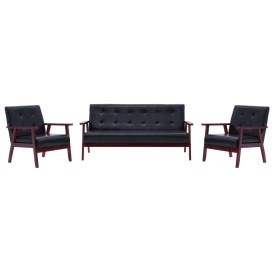 3-teilige Sofagarnitur aus schwarzem Kunstleder von vidaXL, Sofas - Ref: Foro24-279136, Preis: 521,87 €, Rabatt: %