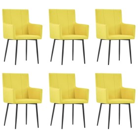 Sillas de comedor con reposabrazos 6 unidades tela amarillo de vidaXL, Sillas de comedor - Ref: Foro24-279707, Precio: 410,99...