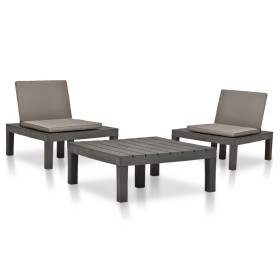 Anthrazitgraues 3-teiliges Gartenmöbelset aus Kunststoff von vidaXL, Gartensets - Ref: Foro24-3054474, Preis: 253,99 €, Rabat...