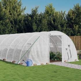 Greenhouse with white steel structure 80 m² 20x4x2 m by vidaXL, Greenhouses - Ref: Foro24-3188080, Price: 959,99 €, Discount: %