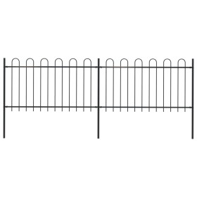 Garden fence with black steel hoop tips 3.4x1 m by vidaXL, fence panels - Ref: Foro24-277657, Price: 140,81 €, Discount: %