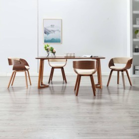 Dining chairs 4 pcs curved wood and cream synthetic leather by vidaXL, dining chairs - Ref: Foro24-278857, Price: 632,99 €, D...