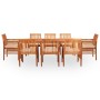 Set comedor de jardín 9 pzas y cojines madera maciza de acacia de vidaXL, Conjuntos de jardín - Ref: Foro24-278900, Precio: 1...