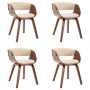 Dining chairs 4 pcs curved wood and cream synthetic leather by vidaXL, dining chairs - Ref: Foro24-278857, Price: 570,85 €, D...