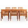 Set comedor de jardín 7 pzas y cojines madera maciza de acacia de vidaXL, Conjuntos de jardín - Ref: Foro24-278905, Precio: 1...