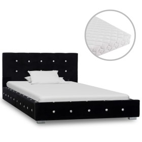 Cama con colchón de terciopelo negro 90x200 cm de vidaXL, Camas y somieres - Ref: Foro24-278147, Precio: 314,99 €, Descuento: %