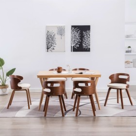 Dining chairs 6 pcs curved wood and cream synthetic leather by vidaXL, dining chairs - Ref: Foro24-278849, Price: 677,99 €, D...