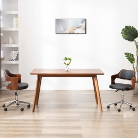 Drehbarer Bürostuhl gebogenes Holz Kunstleder schwarz von vidaXL, Bürostühle - Ref: Foro24-3054848, Preis: 149,99 €, Rabatt: %