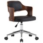 Swivel office chair with curved wood and black synthetic leather by vidaXL, Office chairs - Ref: Foro24-3054848, Price: 143,0...