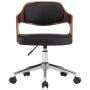 Swivel office chair with curved wood and black synthetic leather by vidaXL, Office chairs - Ref: Foro24-3054848, Price: 143,0...