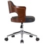 Swivel office chair with curved wood and black synthetic leather by vidaXL, Office chairs - Ref: Foro24-3054848, Price: 143,0...