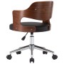 Swivel office chair with curved wood and black synthetic leather by vidaXL, Office chairs - Ref: Foro24-3054848, Price: 143,0...