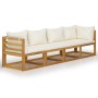 3-seater garden sofa with cream-colored solid acacia wood cushion by vidaXL, Garden sets - Ref: Foro24-3057639, Price: 420,27...