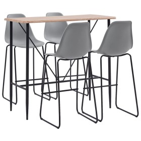 5-piece gray plastic high table and stools set by vidaXL, Furniture sets for kitchens and dining rooms - Ref: Foro24-279898, ...