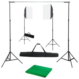 Fotostudio-Set mit Softbox-Lichtern und Hintergrund von vidaXL, Blitze und Studiobeleuchtung - Ref: Foro24-3055060, Preis: 15...