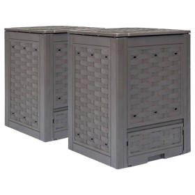 Garden composter 2 pcs plastic rattan 60x60x83 cm 600 L by vidaXL, Composters - Ref: Foro24-278917, Price: 170,15 €, Discount: %