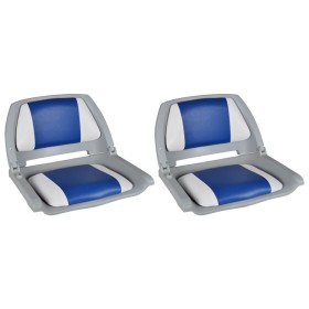 2x Asiento barco respaldo plegable cojín azul blanco 41x51x48cm de vidaXL, Piezas para veleros - Ref: Foro24-279102, Precio: ...