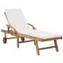 Sonnenliegen mit Kissen, 2 Stück, massives cremefarbenes Teakholz von vidaXL, Liegen - Ref: Foro24-3054633, Preis: 691,65 €, ...