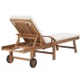 Sun loungers with cushion 2 pcs solid cream teak wood by vidaXL, Loungers - Ref: Foro24-3054633, Price: 691,65 €, Discount: %